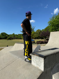 WICK SWEAT SHORTS (BLACK N YELLOW)