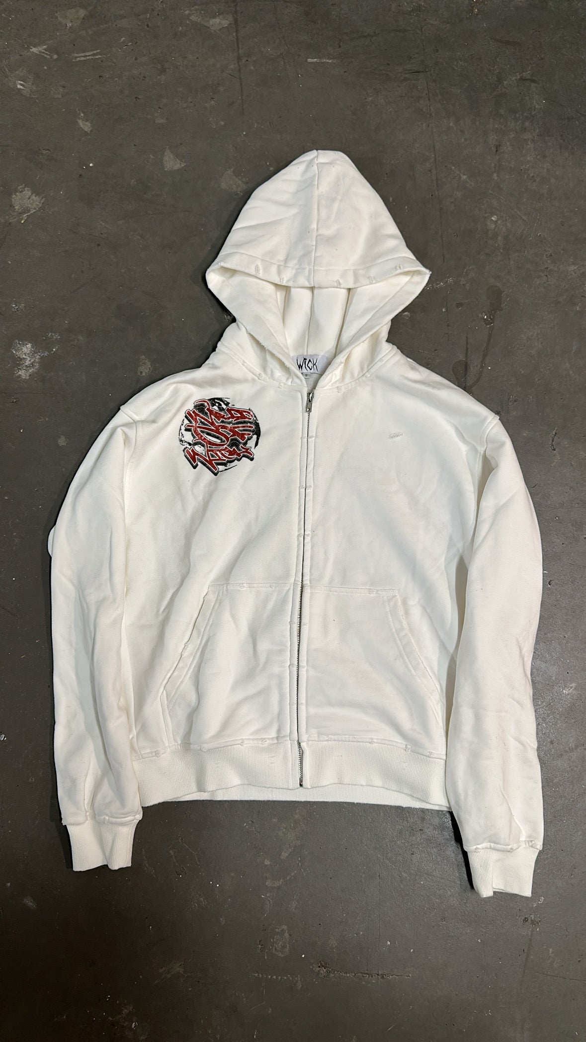 WICK DISTRESSED ZIP-UP (WHITE)